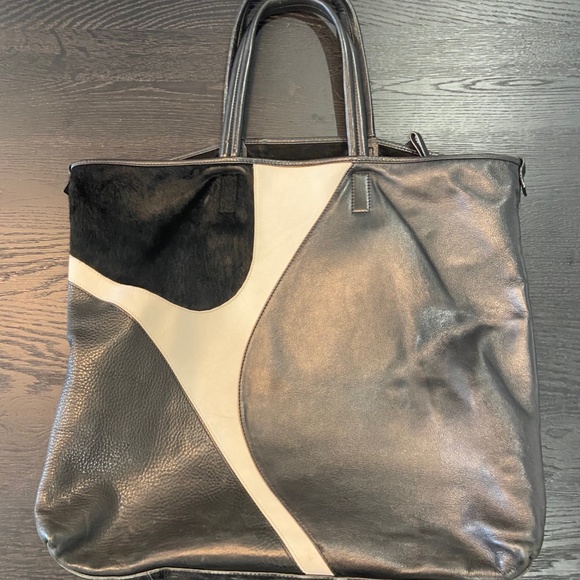 NEIL BARRET Luxury Black/White Leather Tote - Picture 1 of 7